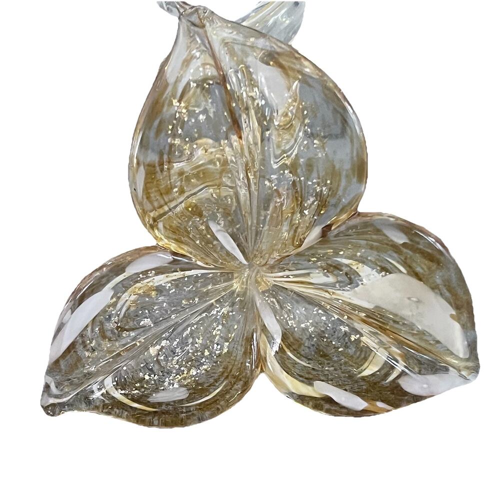 Murano ART Glass Twisted Stem 3 Petal Flower ITALY